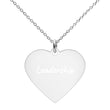 Leadership on Engraved Sterling Silver Heart Chain Necklace