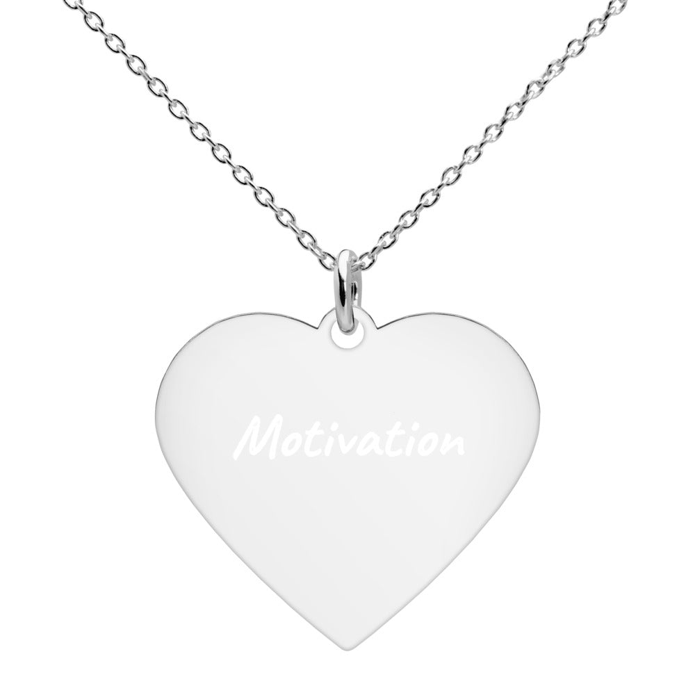 Motivation on Engraved Sterling Silver Heart Chain Necklace