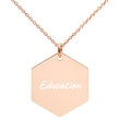 Education on Engraved Sterling Silver Hexagon Chain Necklace