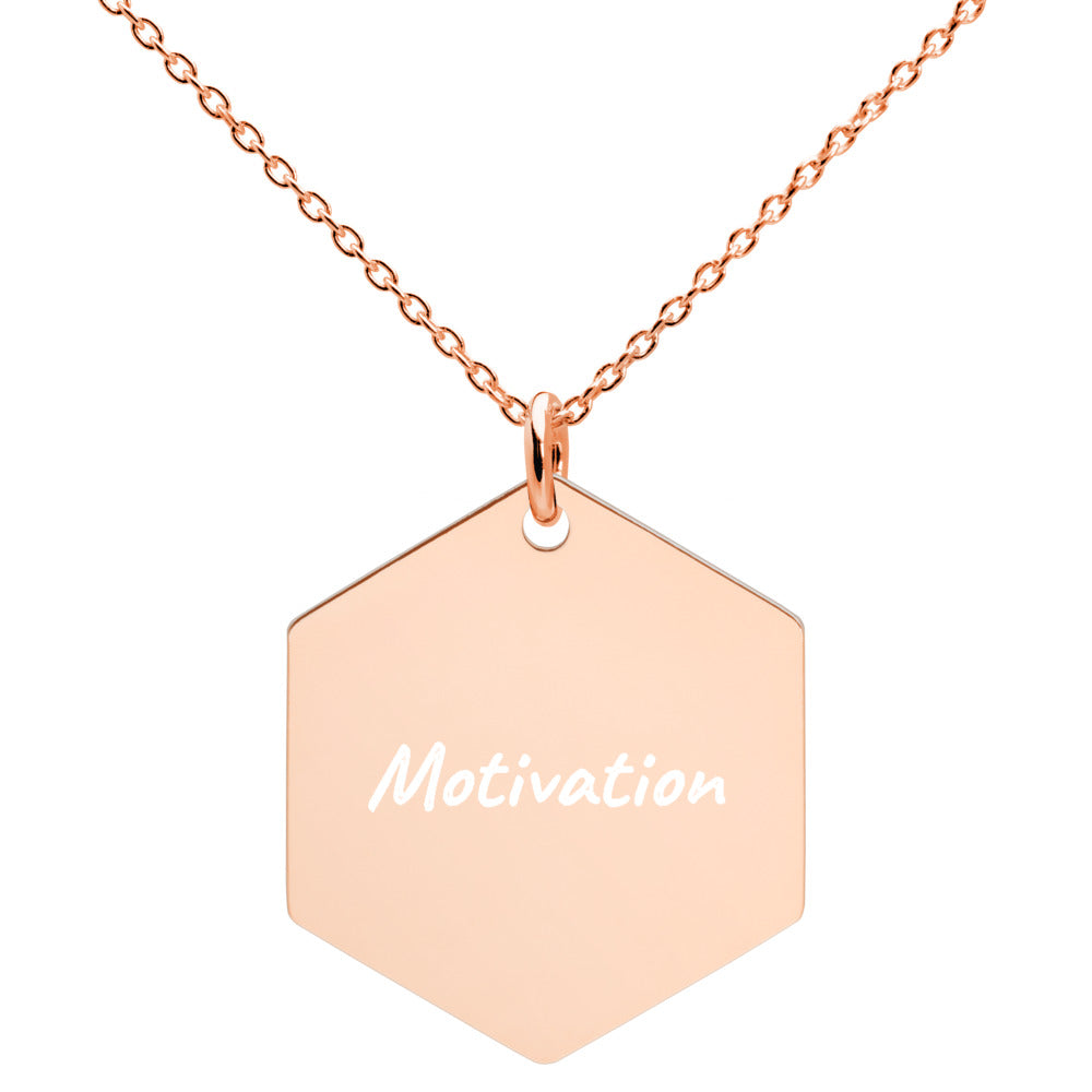 Motivation on Engraved Sterling Silver Hexagon Chain Necklace