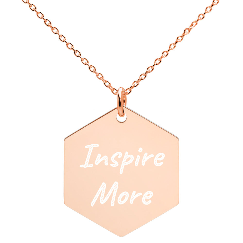 Inspire More on Engraved Sterling Silver Hexagon Chain Necklace