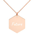 Future on Engraved Sterling Silver Hexagon Chain Necklace