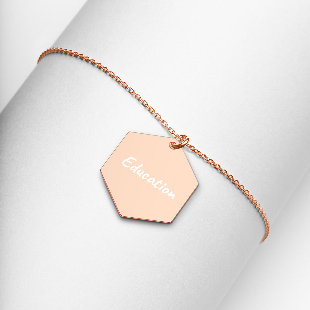 Education on Engraved Sterling Silver Hexagon Chain Necklace