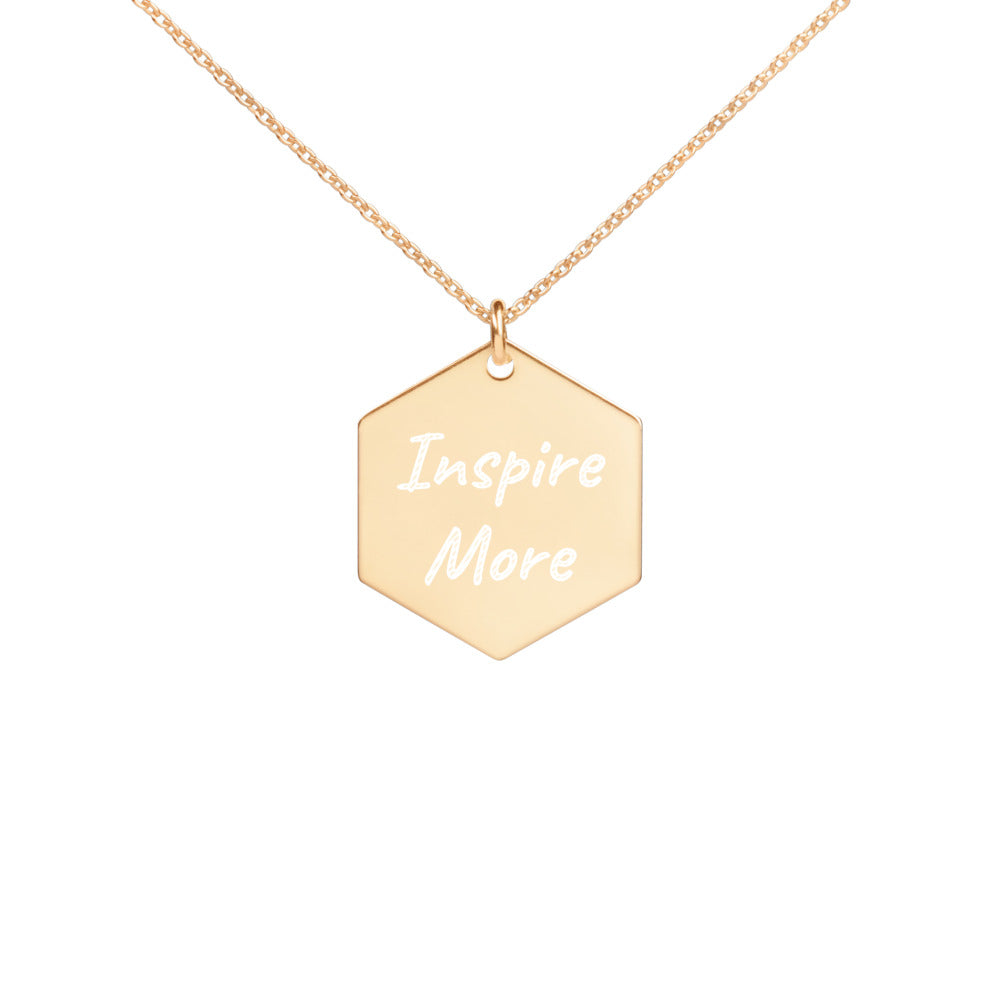 Inspire More on Engraved Sterling Silver Hexagon Chain Necklace