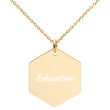 Education on Engraved Sterling Silver Hexagon Chain Necklace