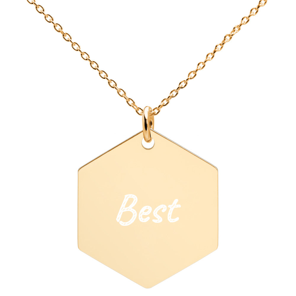 Best on Engraved Sterling Silver Hexagon Chain Necklace