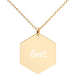 Best on Engraved Sterling Silver Hexagon Chain Necklace