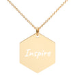 Inspire on Engraved Sterling Silver Hexagon Chain Necklace