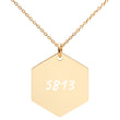 5813 on Engraved Sterling Silver Hexagon Chain Necklace