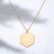 Team on Engraved Sterling Silver Hexagon Chain Necklace