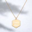 Inspire More on Engraved Sterling Silver Hexagon Chain Necklace