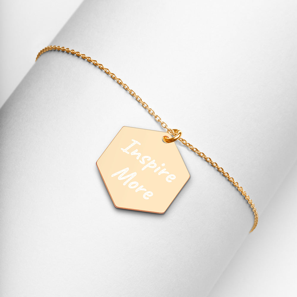 Inspire More on Engraved Sterling Silver Hexagon Chain Necklace