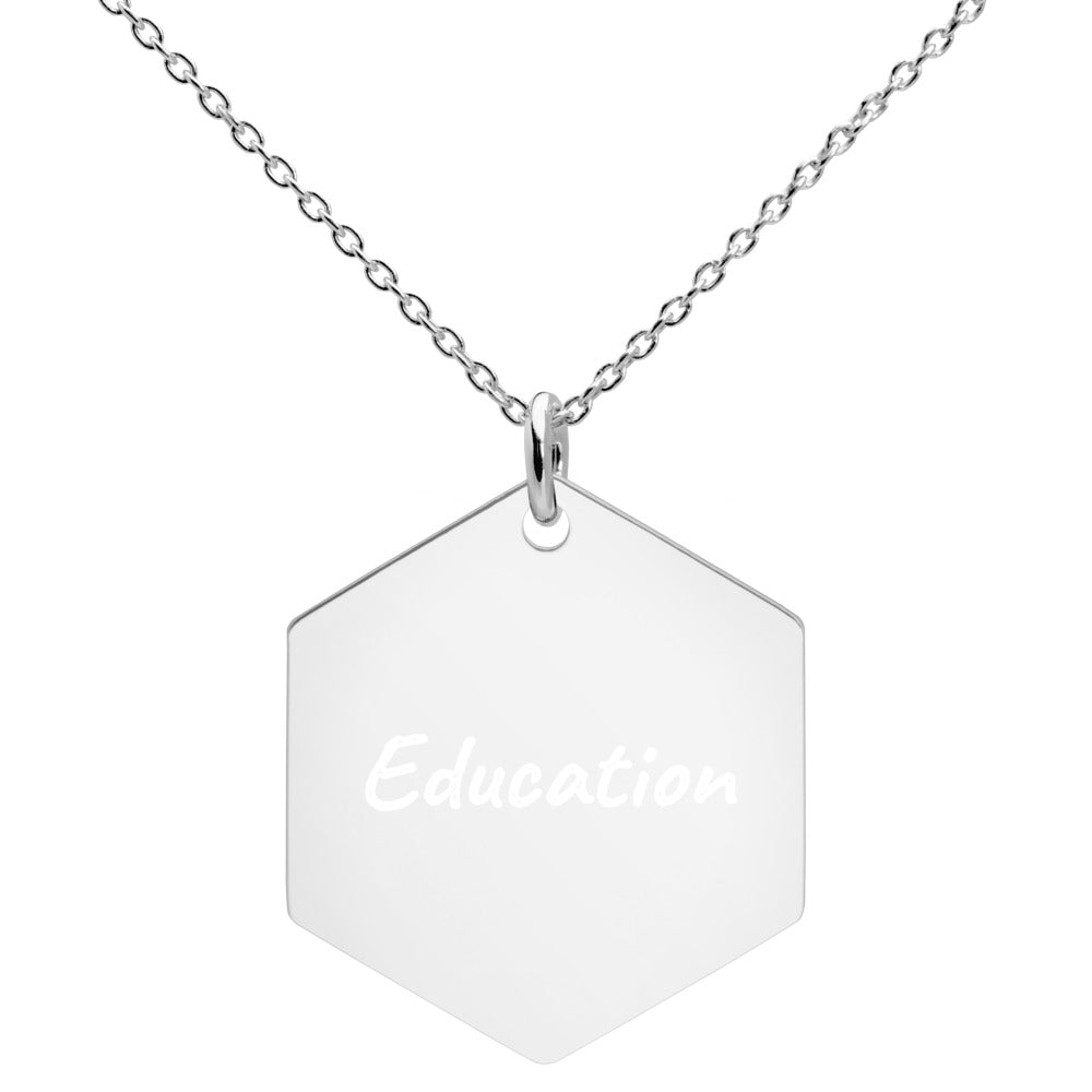 Education on Engraved Sterling Silver Hexagon Chain Necklace