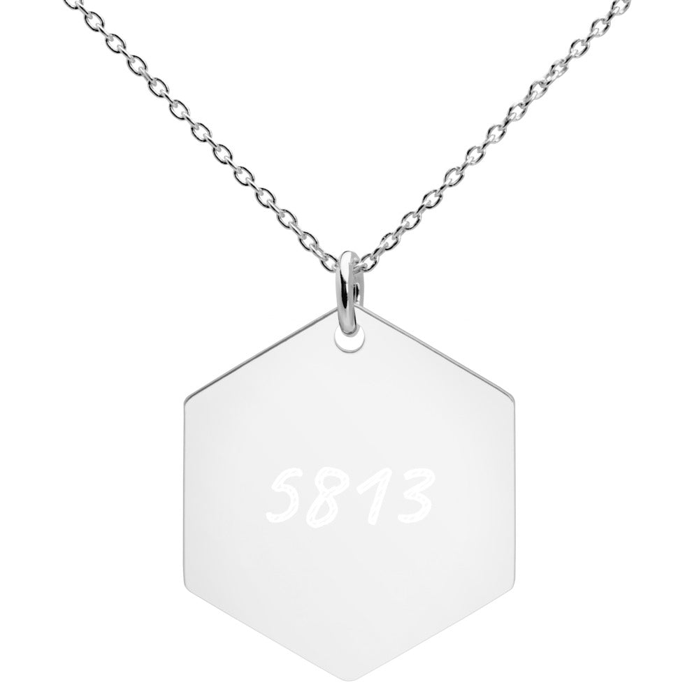 5813 on Engraved Sterling Silver Hexagon Chain Necklace