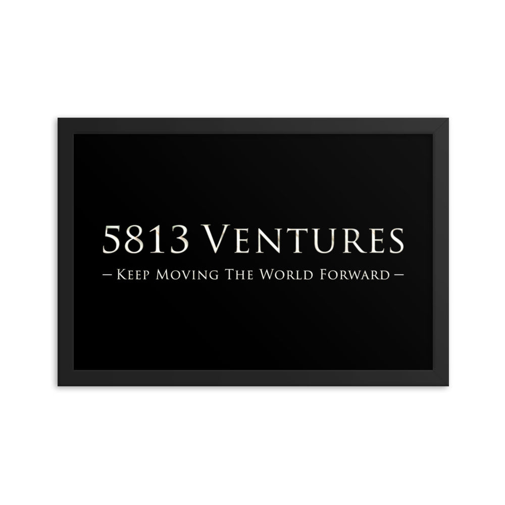 5813 Ventures Logo In Pearl on Enhanced Matte Paper Poster - Framed