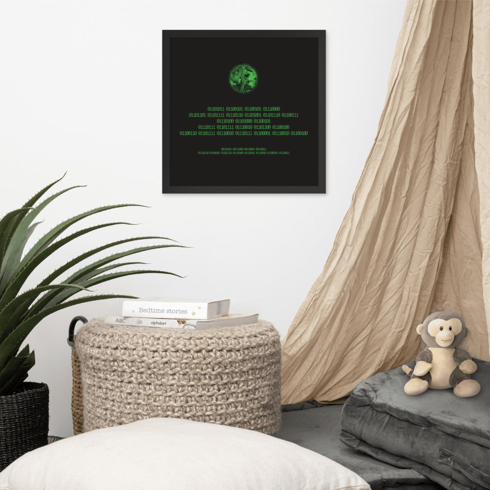 Binary Instructions To Keep Moving The World Forward With Venusian Earth In Green on Enhanced Matte Paper Poster - Framed