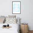 Word Clouds To Keep Moving The World Forward Through Blue Word Sky on Enhanced Matte Paper Poster - Framed