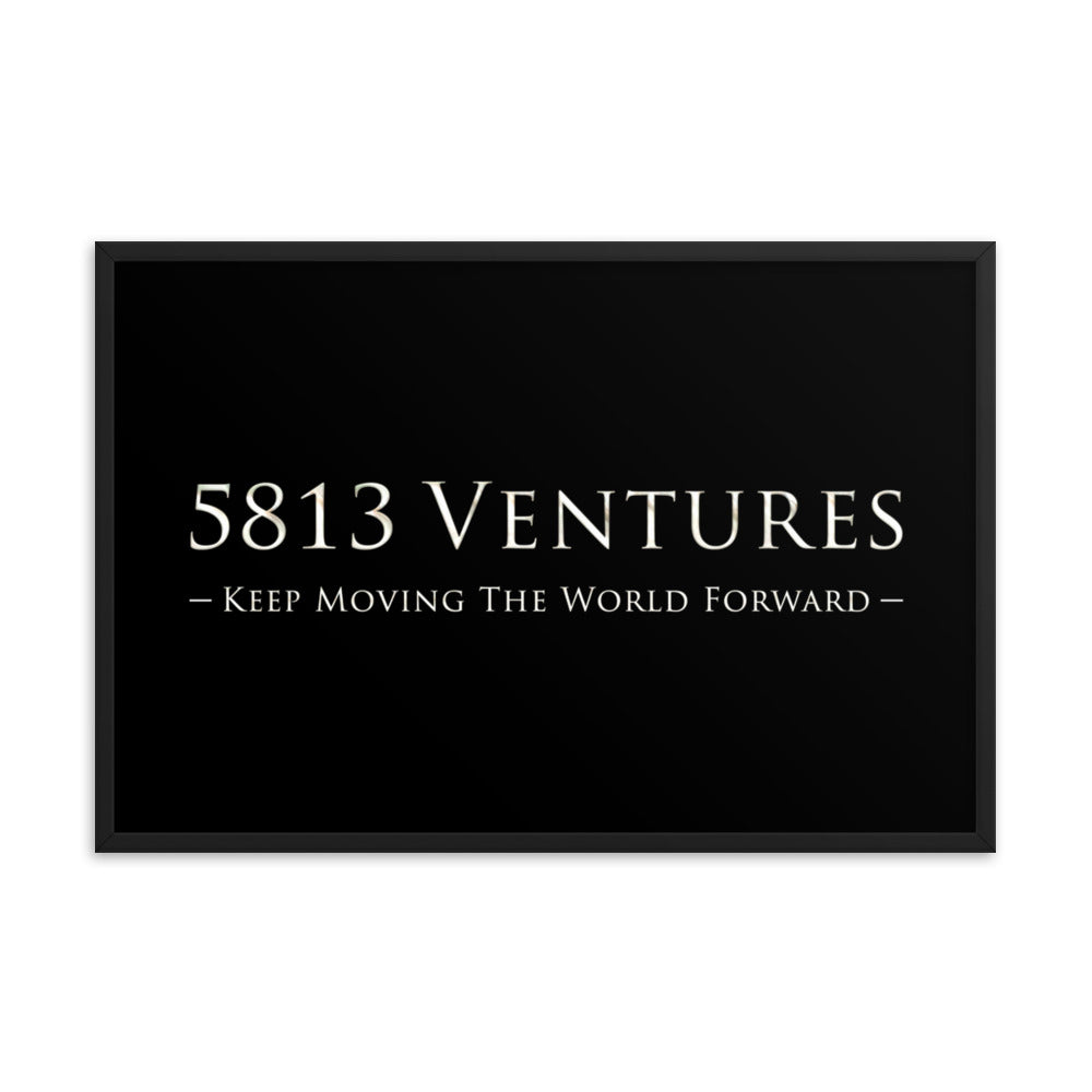 5813 Ventures Logo In Pearl on Enhanced Matte Paper Poster - Framed