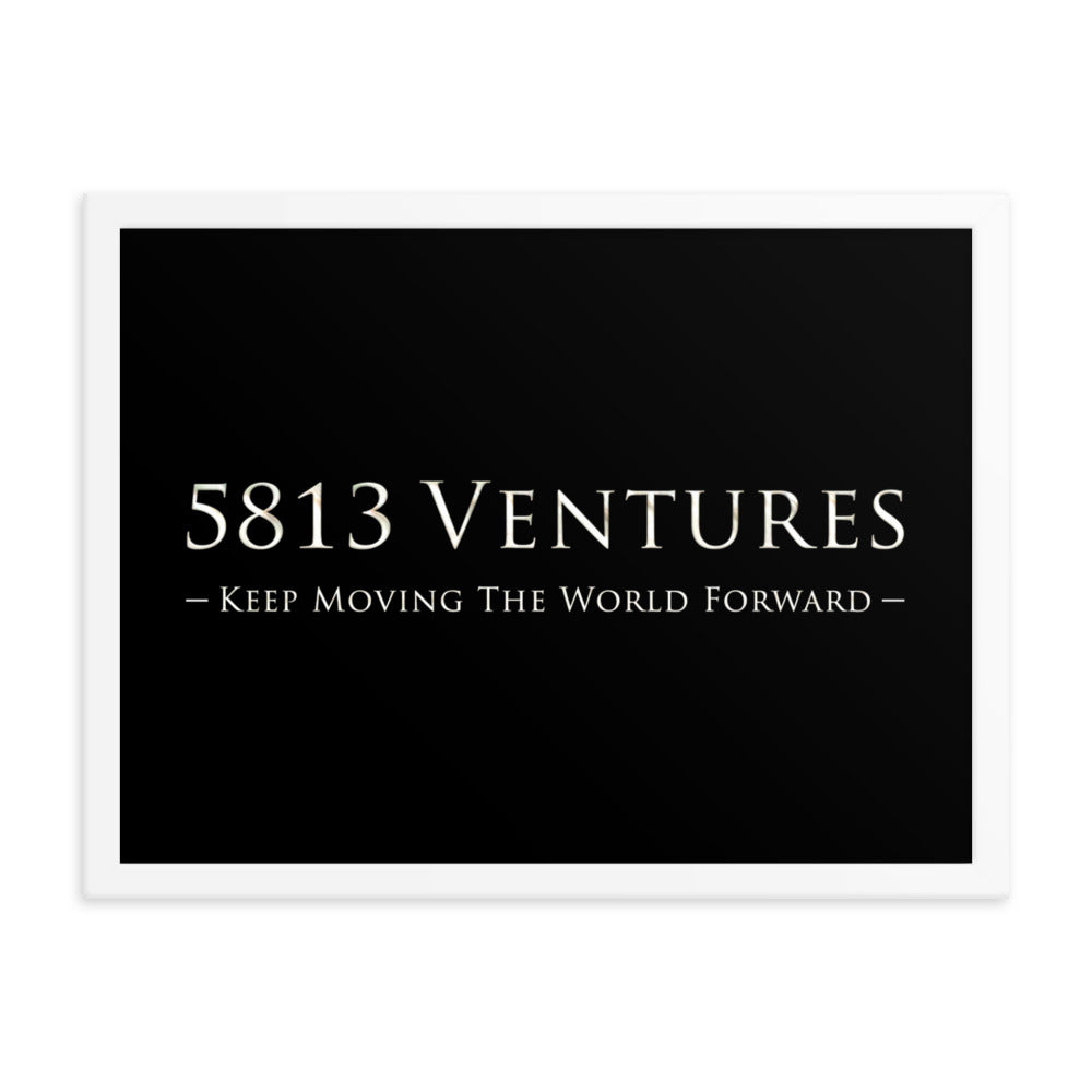 5813 Ventures Logo In Pearl on Enhanced Matte Paper Poster - Framed