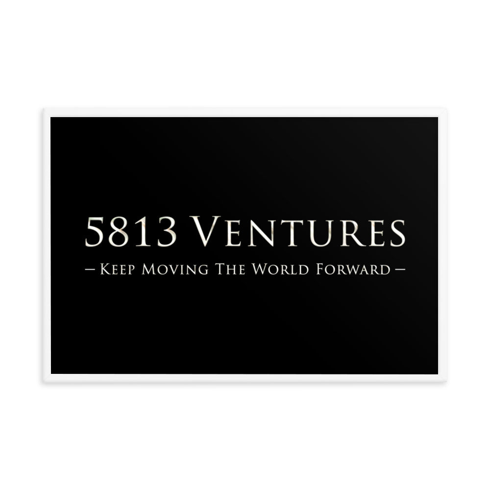 5813 Ventures Logo In Pearl on Enhanced Matte Paper Poster - Framed