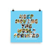 Baby Animals Keep Moving The World Forward In Blue on Enhanced Matte Paper Poster