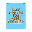 Baby Animals Keep Moving The World Forward In Blue on Enhanced Matte Paper Poster