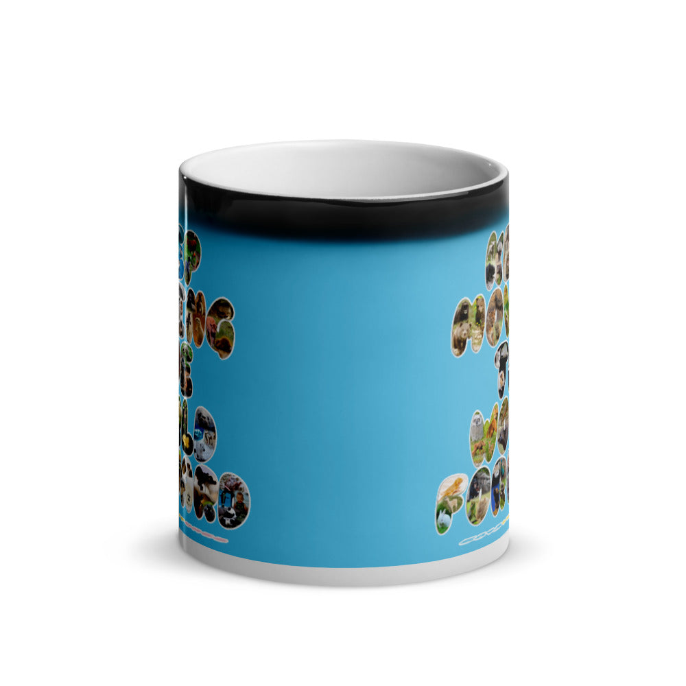 Baby Animals Keep Moving The World Forward In Blue on Glossy Black Magic Mug