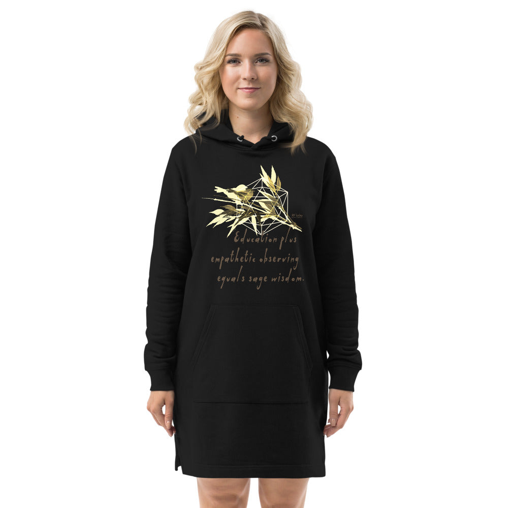 Sage Wisdom Haiku With Sparrow on Women's Hoodie Dress