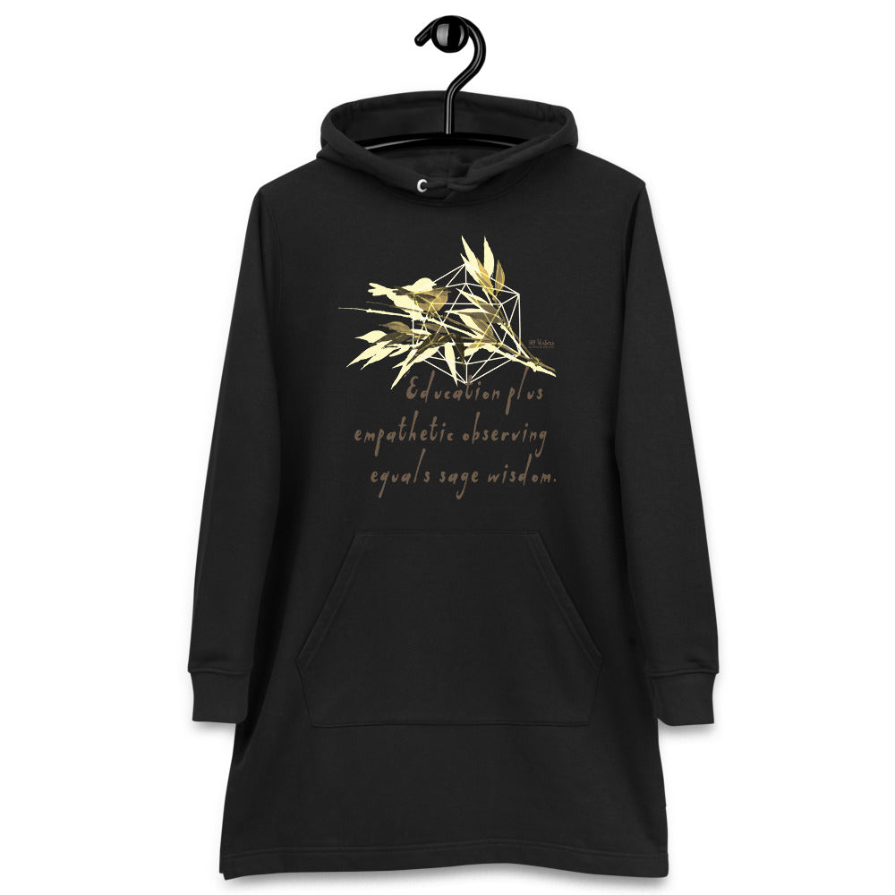 Sage Wisdom Haiku With Sparrow on Women's Hoodie Dress