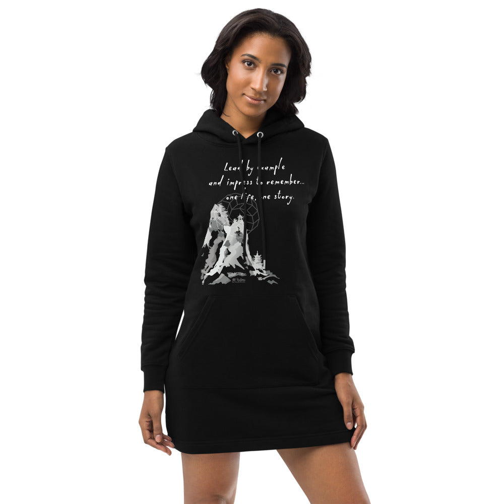 Lead By Example Haiku With Mountain Shrines on Women's Hoodie Dress