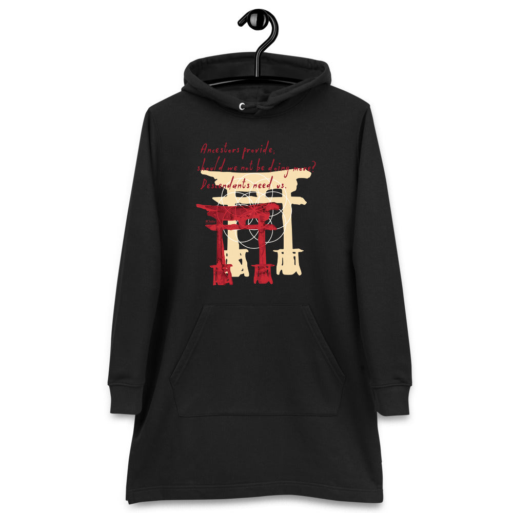 Descendants Need Ancestors Haiku With Pagoda on Women's Hoodie Dress