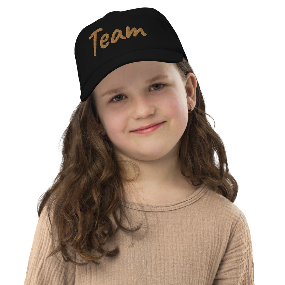 Team In Celluloid Embroidery on Kids Baseball Cap