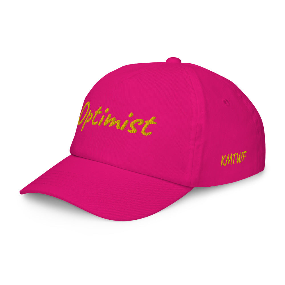 Optimist In Gold Embroidery on Kids Baseball Cap