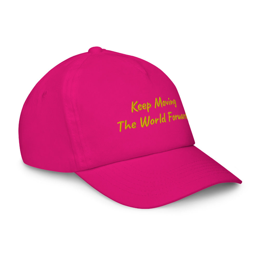 Keep Moving The World Forward In Gold Embroidery on Kids Baseball Cap