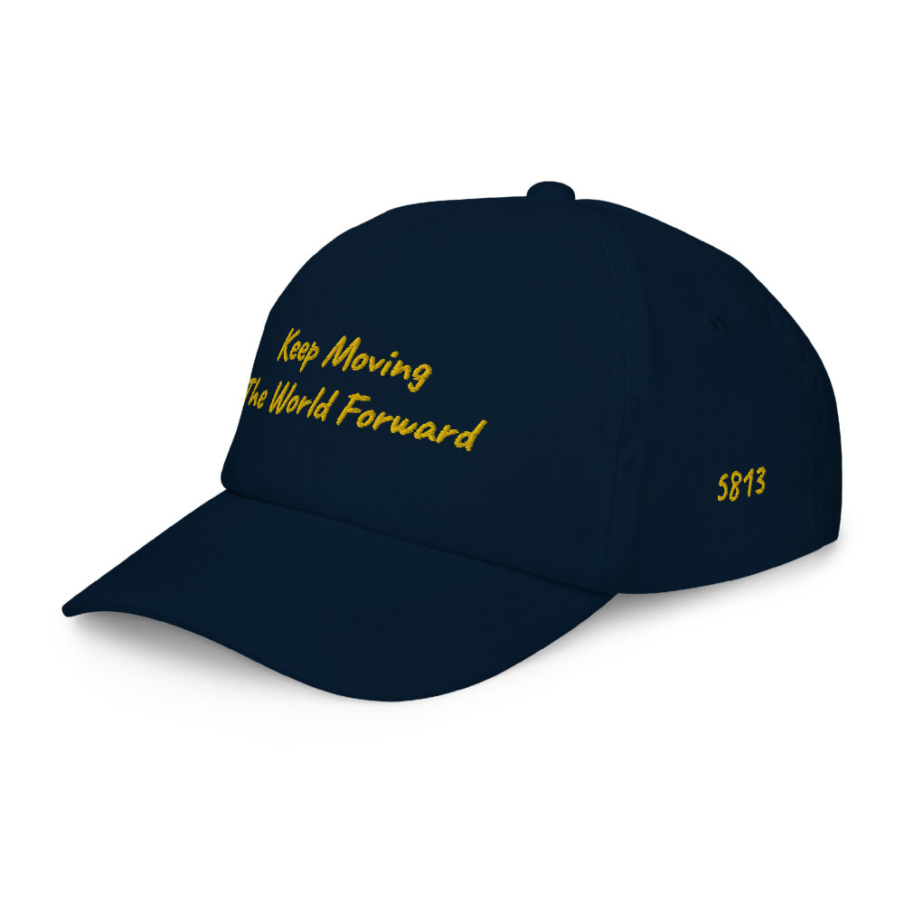 Keep Moving The World Forward In Gold Embroidery on Kids Baseball Cap