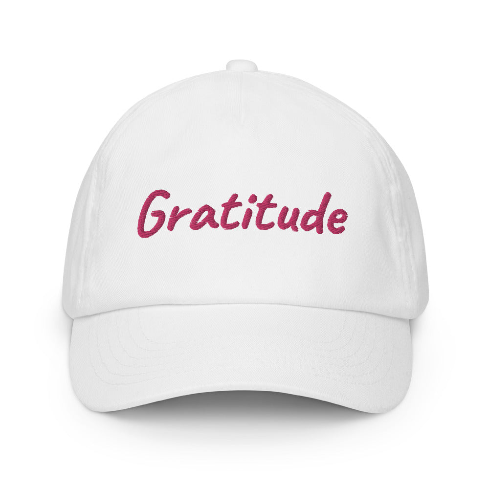 Gratitude In Star Rose Quartz Embroidery on Kids Baseball Cap