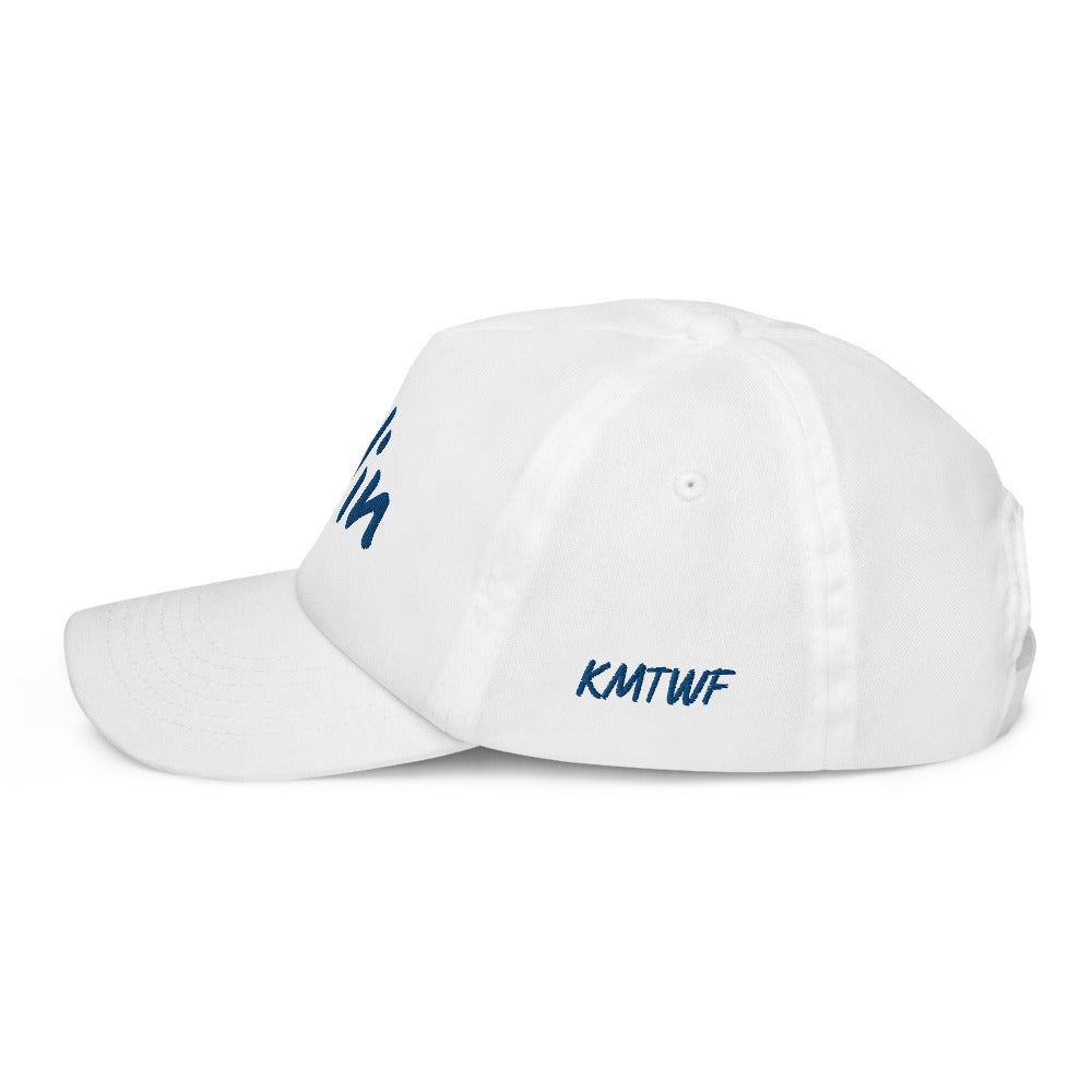 Win In Sapphire Embroidery on Kids Baseball Cap