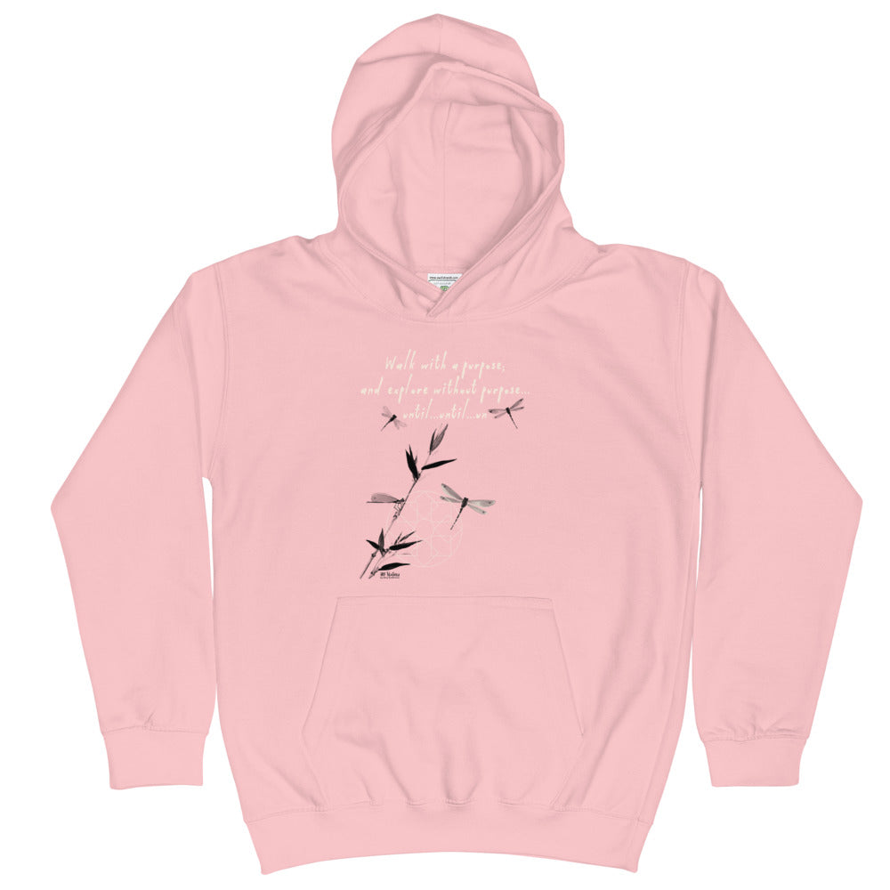 Walk With A Purpose Haiku With Dragonfly on Kids Hoodie