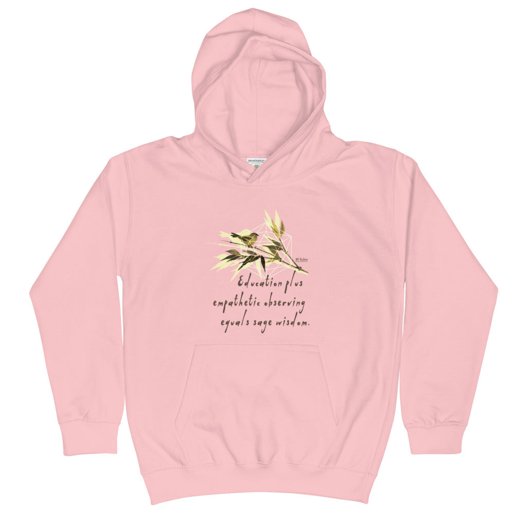 Sage Wisdom Haiku With Sparrow on Kids Hoodie