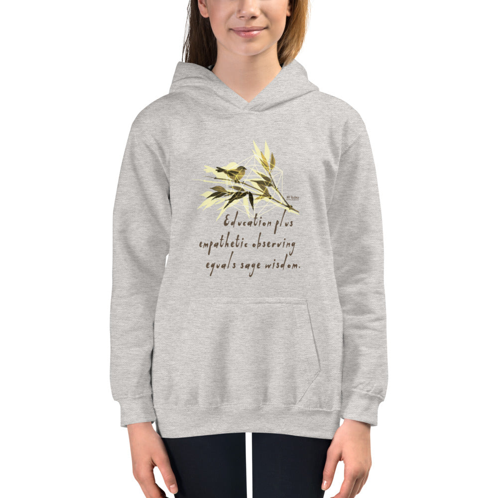 Sage Wisdom Haiku With Sparrow on Kids Hoodie