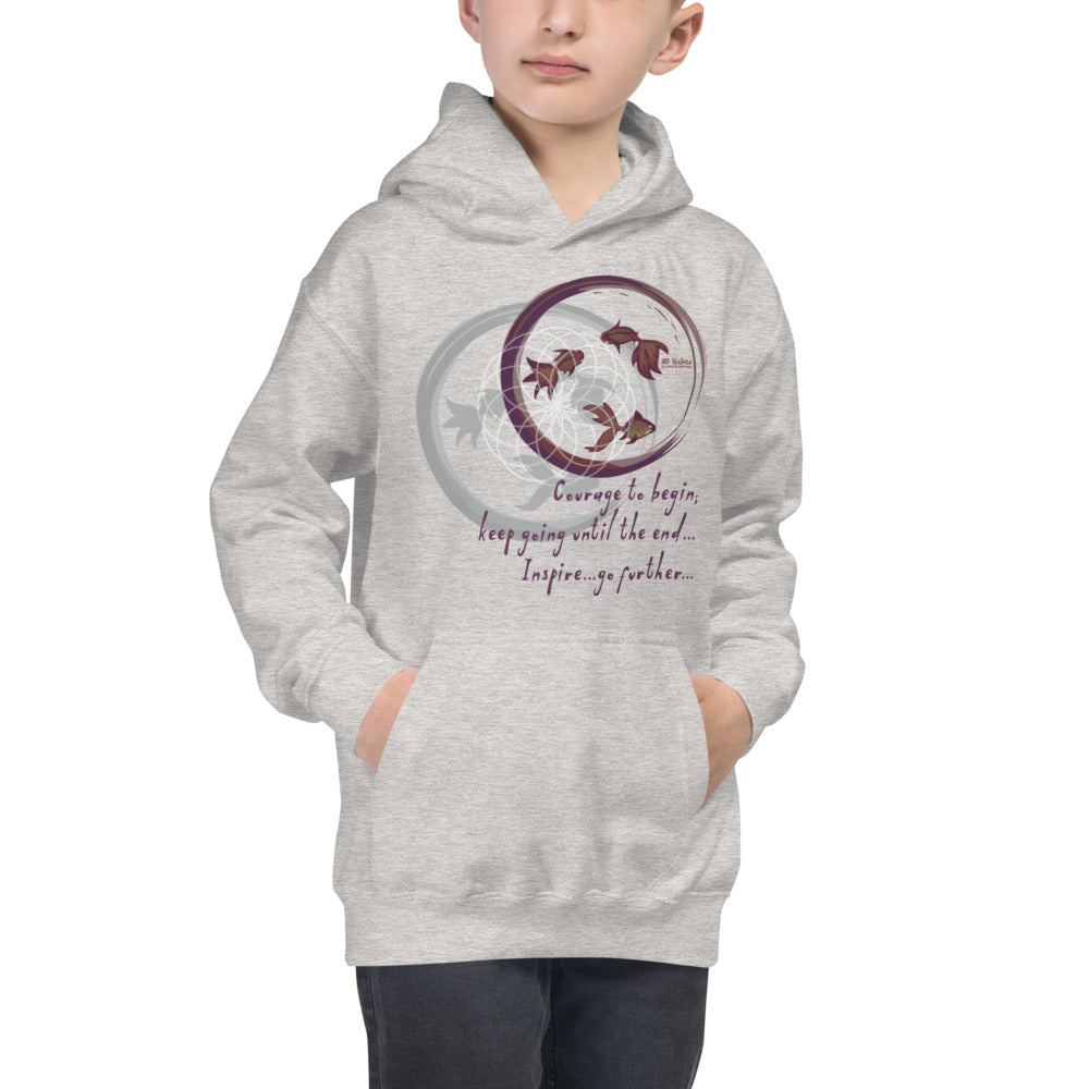 Courage To Begin Haiku With Fish on Kids Hoodie