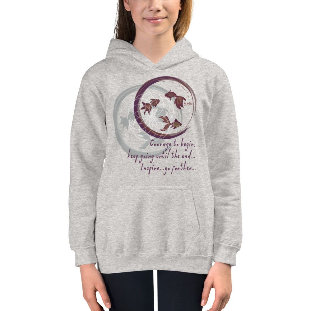 Courage To Begin Haiku With Fish on Kids Hoodie