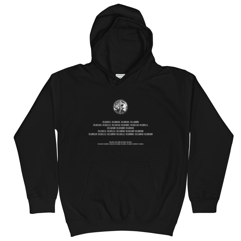 Binary Instructions To Keep Moving The World Forward With Venusian Earth In White on Kids Hoodie