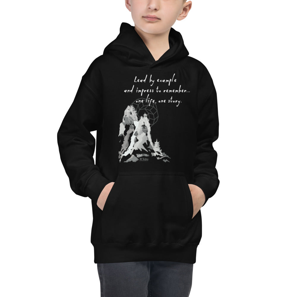 Lead By Example Haiku With Mountain Shrines on Kids Hoodie