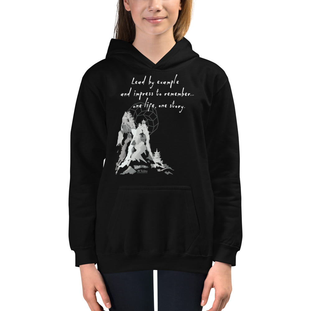 Lead By Example Haiku With Mountain Shrines on Kids Hoodie