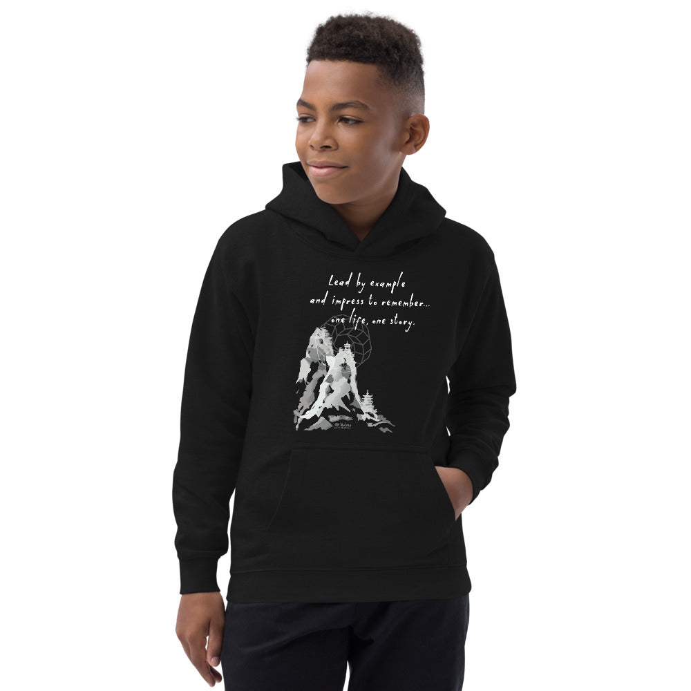 Lead By Example Haiku With Mountain Shrines on Kids Hoodie