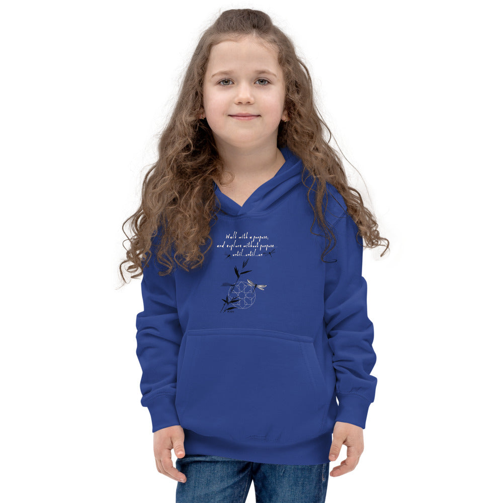 Walk With A Purpose Haiku With Dragonfly on Kids Hoodie