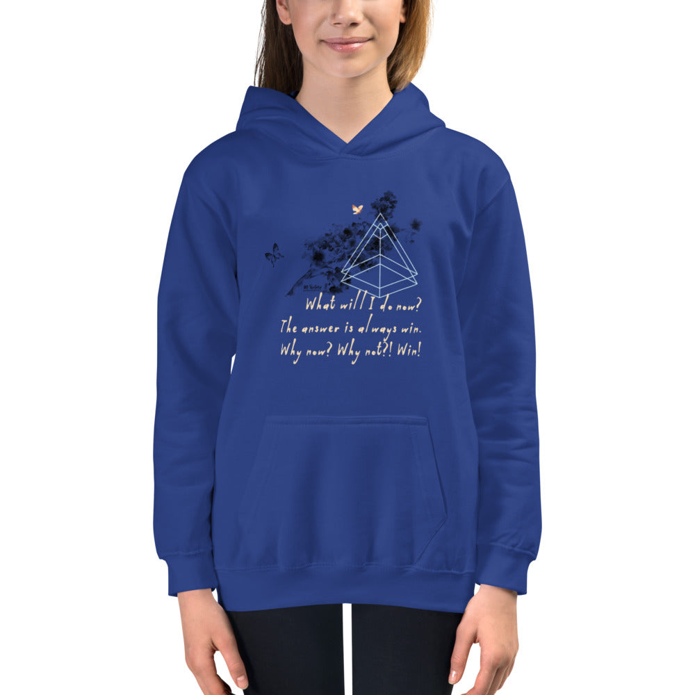 Always Win Now Haiku With Butterfly on Kids Hoodie