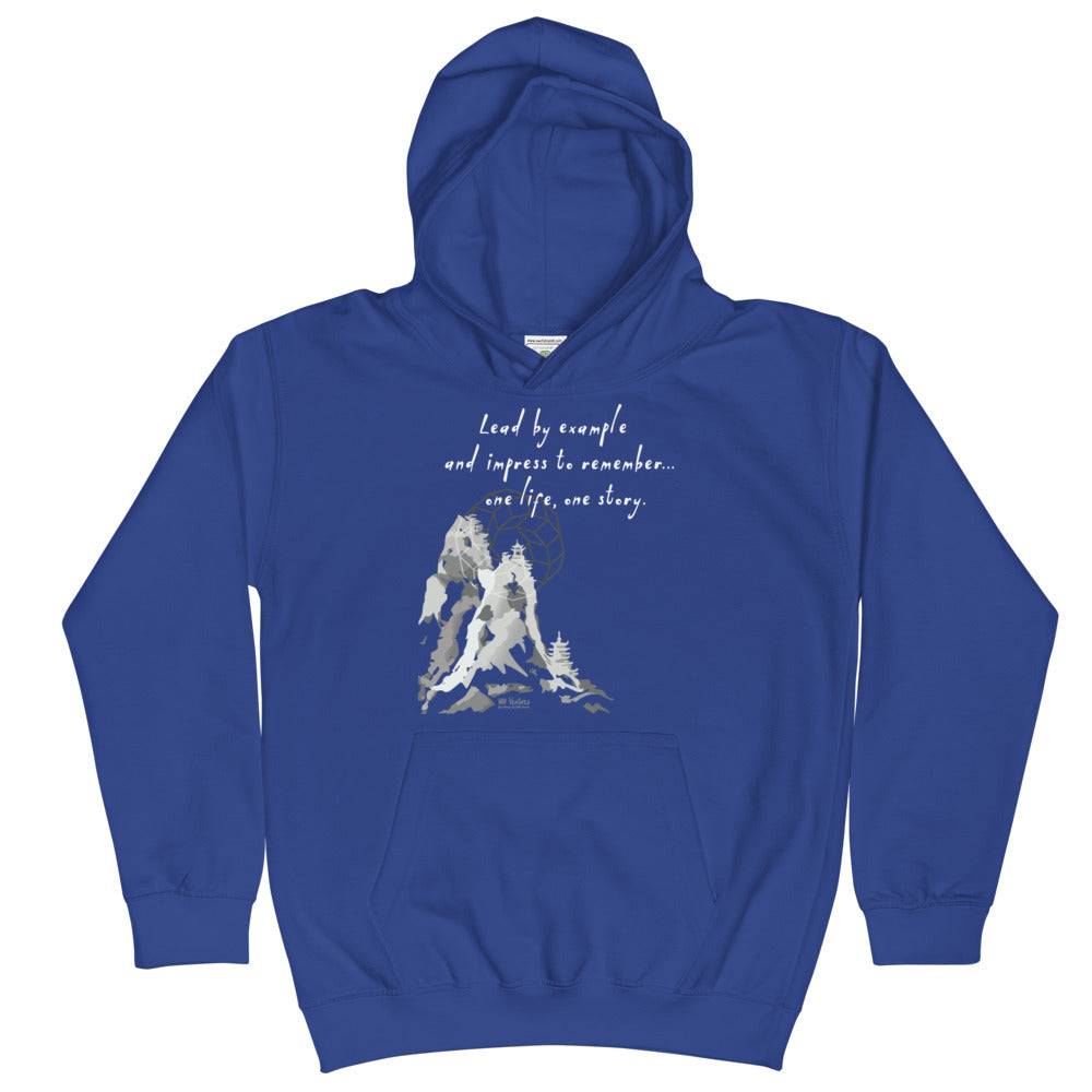 Lead By Example Haiku With Mountain Shrines on Kids Hoodie