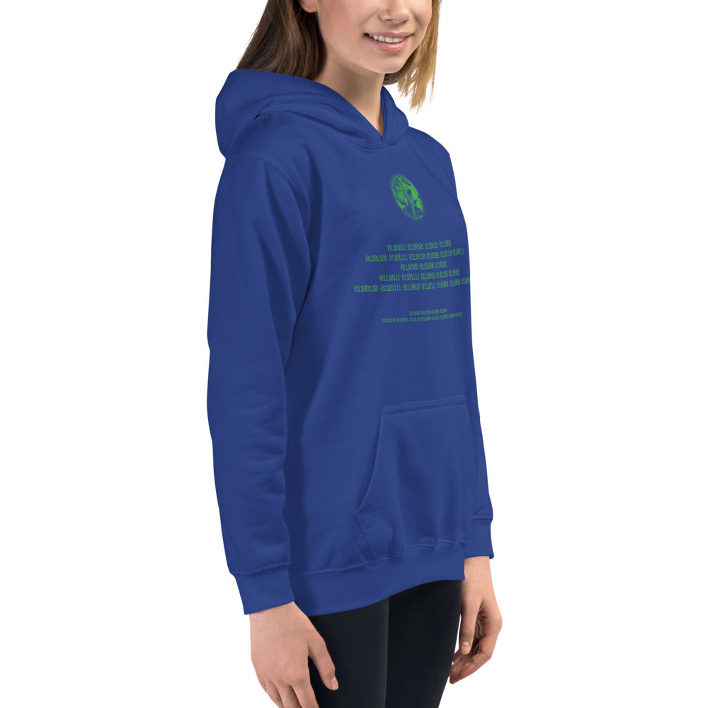 Binary Instructions To Keep Moving The World Forward With Venusian Earth In Green on Kids Hoodie